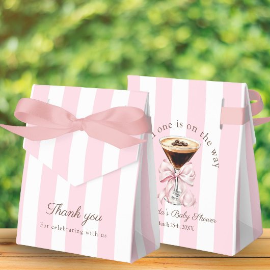 Een Tini Eén Martini Roze Strik Baby Shower Cadeau Bedankdoosjes