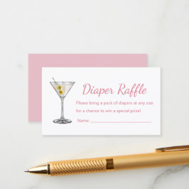 Een Tini Eén Roze Martini Baby Shower Luier Raffle Informatiekaartje