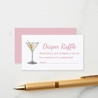 Een Tini Eén Roze Martini Baby Shower Luier Raffle Informatiekaartje