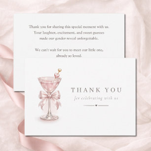 Een Tini Eén Roze Martini Meisjesachtige Baby Show Bedankkaart