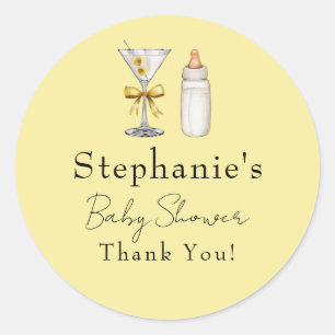 Een Tini Eentje Op Weg Gele Martini Baby Shower Ronde Sticker