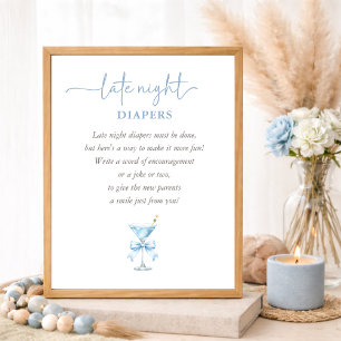 Een TIni One Blauwe Jongens Baby Shower Late Night Poster