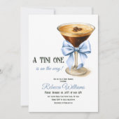 Een Tini One Blue Bow Espresso Martini Baby shower Kaart (Voorkant)
