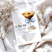 Een Tini One Blue Bow Espresso Martini Baby shower