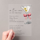 Een Tini One eenvoudig minimalistisch roze Martini Acryl Uitnodigingen (Insitu (Draagbaar))