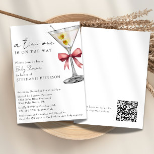 Een Tini One Eenvoudige QR Code Roze Martini Baby  Kaart