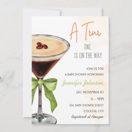 Een Tini One Expresso Martini Baby shower Kaart (Voorkant)