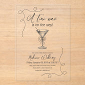 Een Tini One Hand Drawn Martini Baby shower Acryl Uitnodigingen (Voorkant)