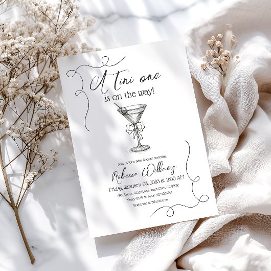 Een Tini One Hand Drawn Martini Baby shower Kaart