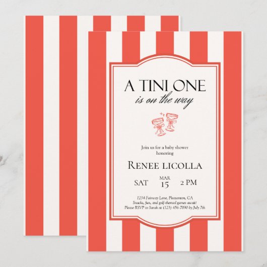 Een Tini One is onderweg Baby shower Invitation Bedankkaart (Voorkant / Achterkant)