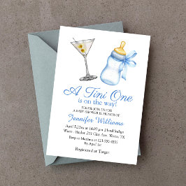 Een Tini One is onderweg, Martini Blue baby shower Kaart