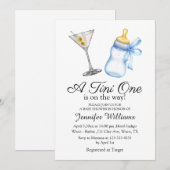 Een Tini One is onderweg, Martini Boy baby shower Kaart (Voorkant / Achterkant)
