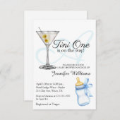 Een Tini One is onderweg, Martini Chic baby shower Kaart (Voorkant / Achterkant)