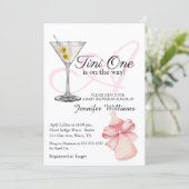 Een Tini One is onderweg, Martini Pink baby shower Kaart (Staand voorkant)
