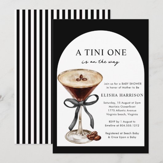 Een Tini One is onderweg naar het Baby shower Kaart (Voorkant / Achterkant)