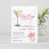 Een Tini One is onderweg, roze baby shower Kaart (Staand voorkant)