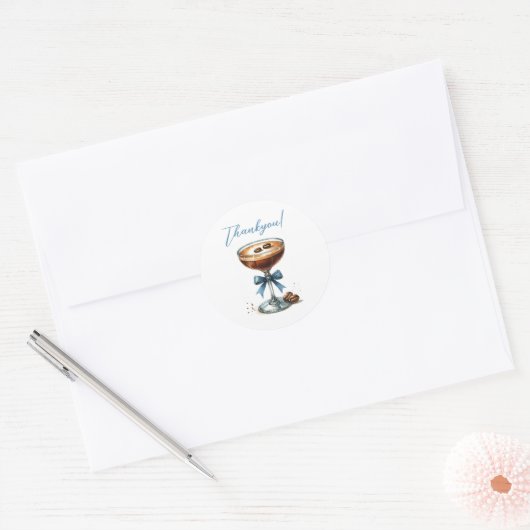 Een tini one martini blauw Baby shower Ronde Sticker (Envelop)