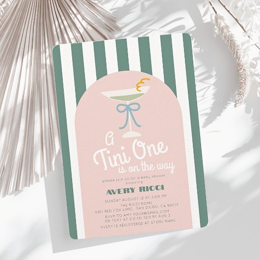 Een Tini One Martini Blue Ribbon Boy Baby shower Kaart