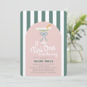 Een Tini One Martini Blue Ribbon Boy Baby shower Kaart (Staand voorkant)