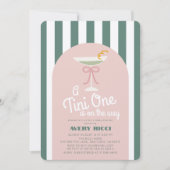 Een tini one martini roze lint meisje Baby shower Kaart (Voorkant)