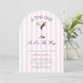Een tini one martini roze meisje Baby shower Kaart (Staand voorkant)