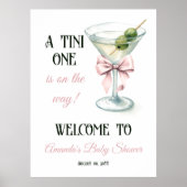 Een Tini One Martini Roze Strik Baby Shower Welkom Poster (Voorkant)
