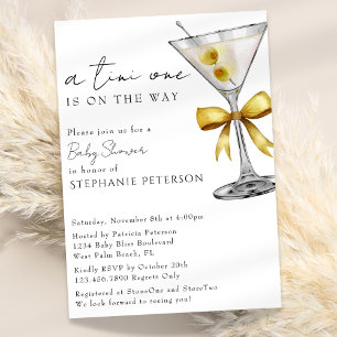 Een Tini One Minimal Chic Gele Martini Baby Shower Kaart