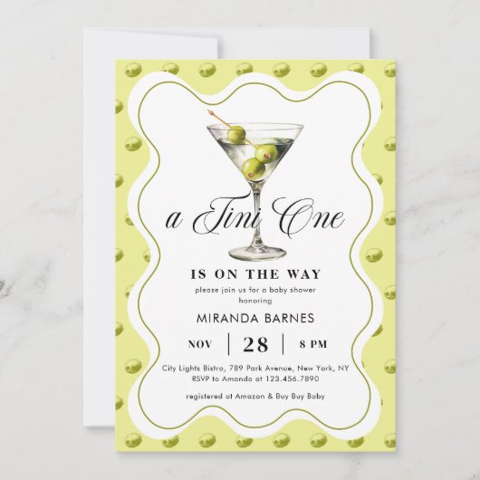 Een Tini One Olive Martini Chic Baby shower Kaart (Voorkant)