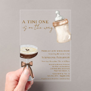 Een Tini One On The Way Espresso Martini Baby Show Acryl Uitnodigingen