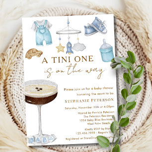 Een Tini One Op Weg Espresso Martini Baby Shower Kaart