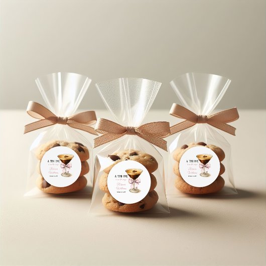 Een Tini One Pink Bow Espresso Martini Baby shower Ronde Sticker