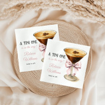 Een Tini One Pink Bow Espresso Martini Baby shower