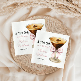 Een Tini One Pink Bow Espresso Martini Baby shower Servet