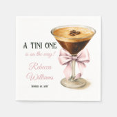 Een Tini One Pink Bow Espresso Martini Baby shower Servet (Voorkant)