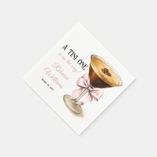 Een Tini One Pink Bow Espresso Martini Baby shower Servet (Hoek)