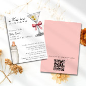 Een Tini One Pink Martini QR Code Baby shower Kaart
