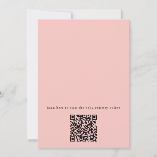 Een Tini One Pink Martini QR Code Baby shower Kaart (Achterkant)