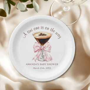 Een Tini One Roze Strik Baby Shower Papieren Bord