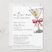 Een Tini One Simple QR Code Roze Martini Baby show Kaart (Voorkant)