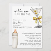 Een Tini One Yellow Martini QR Code Baby shower Kaart (Voorkant)