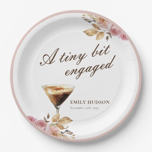 Een Tiny Bit Espresso Martini Bruidsdouche Papieren Bordje (Voorkant)