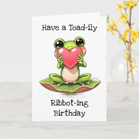Een Toad-ily Ribbot-ing verjaardag Kaart (Gele Bloem)