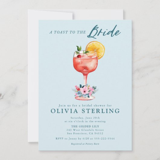 Een toast op de bruid bruids douche uitnodiging (Voorkant)