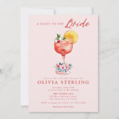 Een toast op de bruid roze bruids douche uitnodigi kaart (Voorkant)
