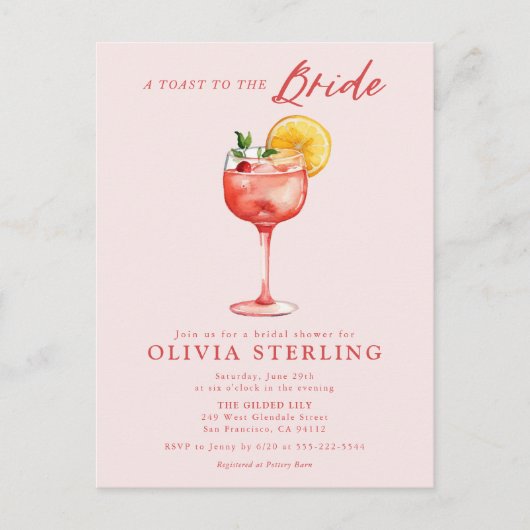 Een toast op de bruid roze en rood Vrijgezellenfee Briefkaart (Voorkant)