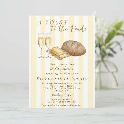 Een toast op het bruidsbrood en boter Vrijgezellen Kaart (Staand voorkant)