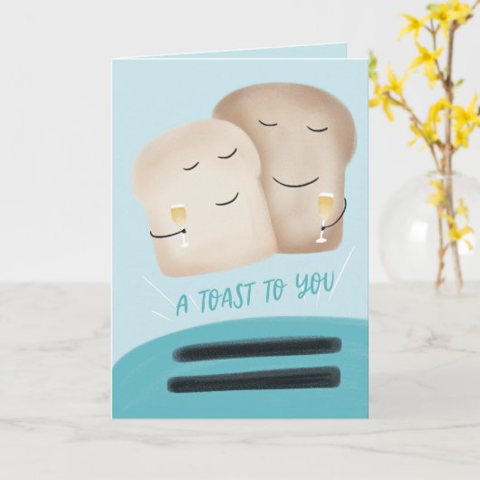 Een toast op je Punny Jubileum Kaart (Gele Bloem)