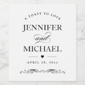 Een toast op liefde aangepaste bruiloft gunst wijn etiket (Enkel label)