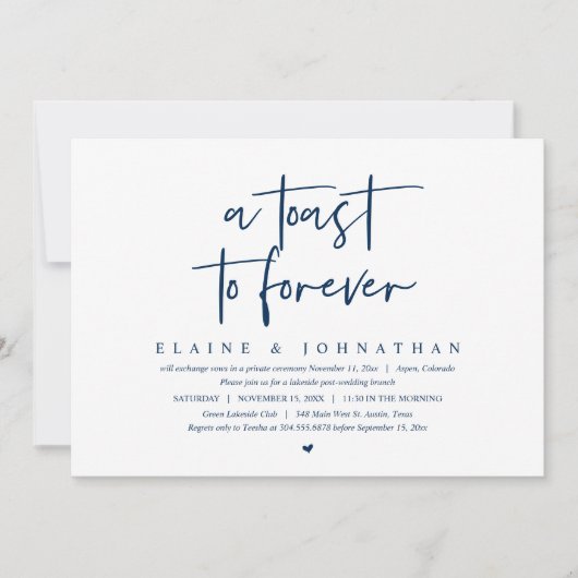 Een toast op voor altijd, bruiloft Elopement Brunc Kaart (Voorkant)