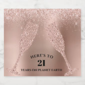 Een Toast van de Bubbly 21st Birthday Roos Gold Sparkling Wijnetiket (Enkel label)